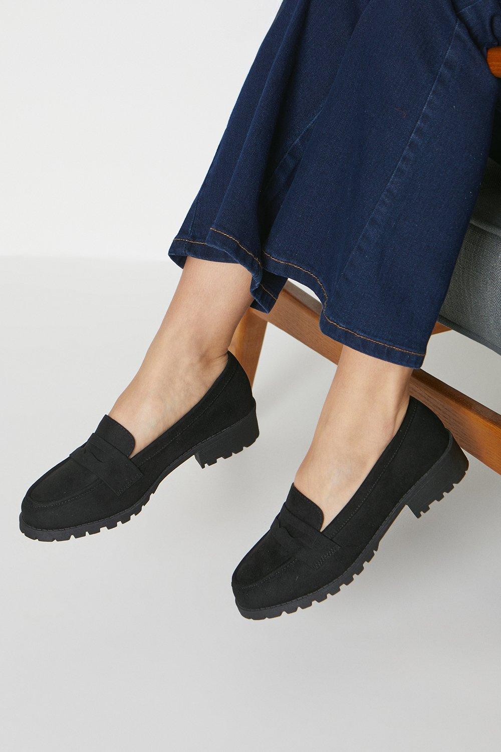 Women’s Wide Fit Leoni Chunky Loafer - natural black - 8